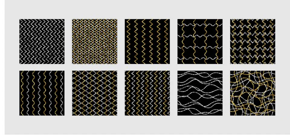 Sequins Seamless Patterns set Holiday repeat backgrounds Illustrazione stock