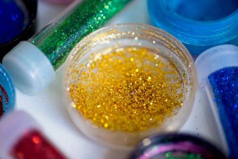 Sequins in tubes makeup Stock Photos