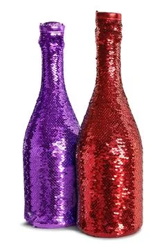 Sequins wine bottles isolated Stock Photos