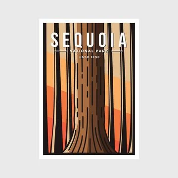 Sequoia National Park poster vector illustration design Illustrazione stock