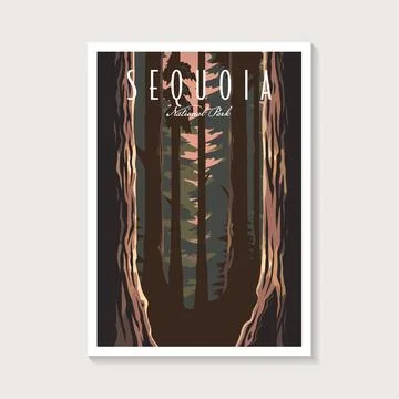 Sequoia National Park poster vector illustration design, forest poster design Stock Illustration