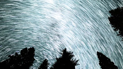 Sequoia National Park Star Trails of Milky Way Galaxy in Northwest Sky 8K Stock Footage 337907117