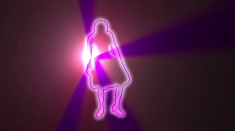 Ser-12 - neon outlined gogo dancer silhouette in pink with light rays Stock Footage