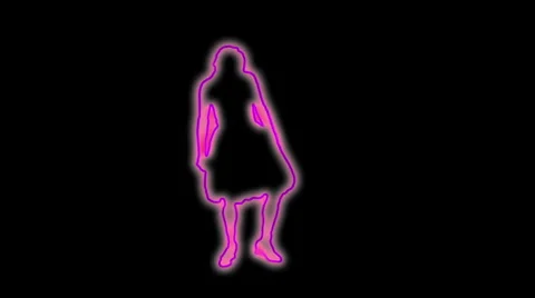Ser-12 - neon outlined gogo dancer silhouette in pink Stock Footage