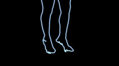 Ser-14 - neon outlined gogo dancer silhouette in blue Stock Footage