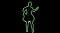 ser-15 - neon outlined gogo dancer silhouette in green with lightrays HD Footage
