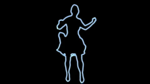Ser-15 - neon outlined gogo dancer silhouette in blue Stock Footage