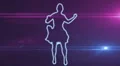 ser-15 - neon outlined gogo dancer silhouette in blue with lens flares HD Footage