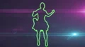 ser-15 - neon outlined gogo dancer silhouette in green with lens flares HD Footage