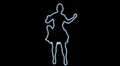 ser-15 - neon outlined gogo dancer silhouette in blue with light rays HD Footage