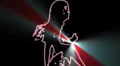 ser-16 - neon outlined gogo dancer silhouette in red with lightrays HD Footage