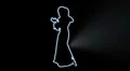 ser-17 - neon outlined gogo dancer silhouette in blue with lightrays HD Footage