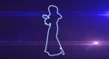 ser-17 - neon outlined gogo dancer silhouette in blue with lens flares HD Footage