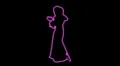 ser-17 - neon outlined gogo dancer silhouette in pink HD Footage