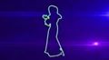 ser-17 - neon outlined gogo dancer silhouette in green with lens flares HD Footage
