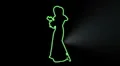 ser-17 - neon outlined gogo dancer silhouette in green with lightrays HD Footage