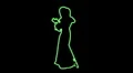 ser-17 - neon outlined gogo dancer silhouette in green HD Footage