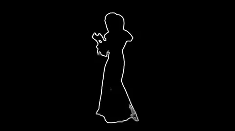 ser-17 - Neon silhouette dancer master with alpha channel for colorizing Stock Footage