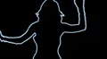 ser-20 - neon outlined gogo dancer silhouette in blue wiht light rays HD Footage