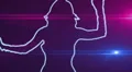 ser-20 - neon outlined gogo dancer silhouette in blue with lens flares HD Footage
