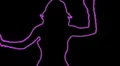 ser-20 - neon outlined gogo dancer silhouette in pink HD Footage