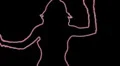 ser-20 - neon outlined gogo dancer silhouette in red wtih light rays HD Footage