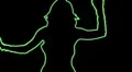 ser-20 - neon outlined gogo dancer silhouette in green HD Footage