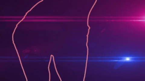 Ser-23 - neon outlined gogo dancer silhouette in red with lens flares Stock Footage
