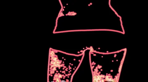 Ser-25 - neon outlined gogo dancer silhouette in red Stock Footage