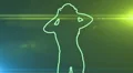 ser-26 - neon outlined gogo dancer silhouette in green with lens flares HD Footage