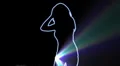 ser-27 - neon outlined gogo dancer silhouette in blue with light rays HD Footage
