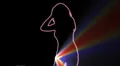 ser-27 - neon outlined gogo dancer silhouette in red with light rays HD Footage