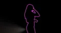 ser-28 - neon outlined gogo dancer silhouette in pink with light rays HD Footage