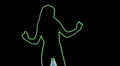 ser-28 - neon outlined gogo dancer silhouette in green with light rays HD Footage