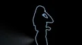 ser-28 - neon outlined gogo dancer silhouette in blue with light rays HD Footage