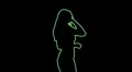 ser-28 - neon outlined gogo dancer silhouette in green HD Footage