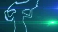 ser-3 - neon outlined gogo dancer silhouette in blue with lens flares HD Footage