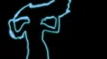 ser-3 - neon outlined gogo dancer silhouette in blue with light rays HD Footage