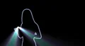 ser-30 - neon outlined gogo dancer silhouette in blue with light rays HD Footage