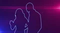 ser-31 - neon outlined dance couple silhouette in blue with lens flares HD Footage