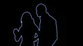 ser-31 - neon outlined dance couple silhouette in blue HD Footage