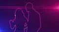 ser-31 - neon outlined dance couple silhouette in pink with lens flares HD Footage