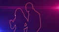 ser-31 - neon outlined dance couple silhouette in red with lens flares HD Footage