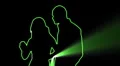 ser-31 - neon outlined dance couple silhouette in green with light rays HD Footage