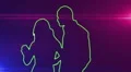 ser-31 - neon outlined dance couple silhouette in green with lens flares HD Footage