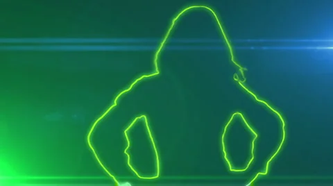 Ser-5 - neon outlined gogo dancer silhouette in green with lens flares Stock Footage