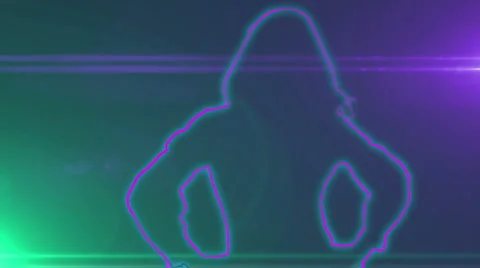 Ser-5 - neon outlined gogo dancer silhouette in pink with lens flares Stock Footage