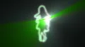 ser-6 - neon outlined gogo dancer silhouette in green with light rays HD Footage