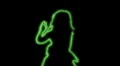ser-7 - neon outlined gogo dancer silhouette in green HD Footage