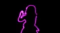 ser-7 - neon outlined gogo dancer silhouette in pink HD Footage
